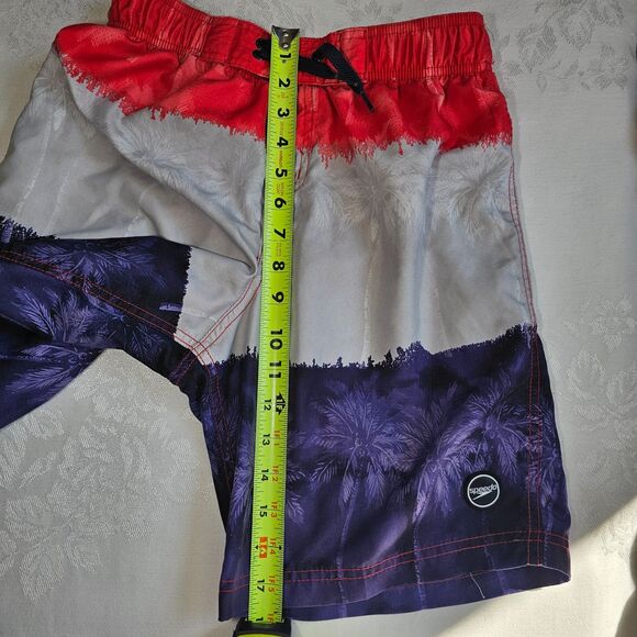 Speedo Boy's Shorts for Swim and Play - Red Gray & Purple w Palm Trees sz XL - Picture 4 of 7